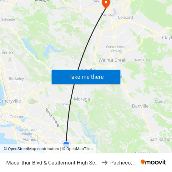 Macarthur Blvd & Castlemont High School to Pacheco, CA map