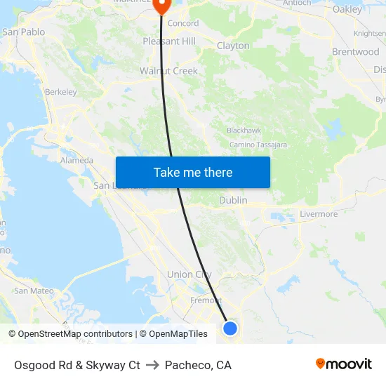 Osgood Rd & Skyway Ct to Pacheco, CA map