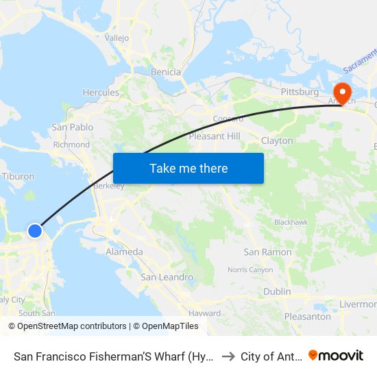San Francisco Fisherman’S Wharf (Hyde/Beach) to City of Antioch map
