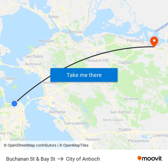 Buchanan St & Bay St to City of Antioch map