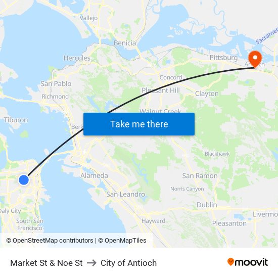 Market St & Noe St to City of Antioch map