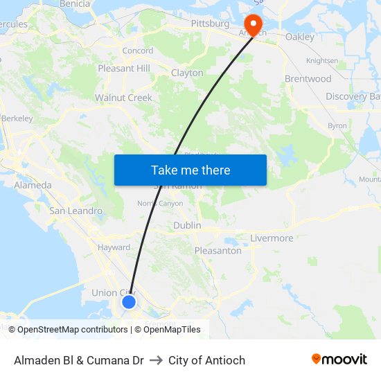 Almaden Bl & Cumana Dr to City of Antioch map