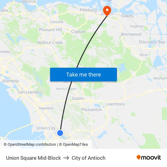 Union Square Mid-Block to City of Antioch map