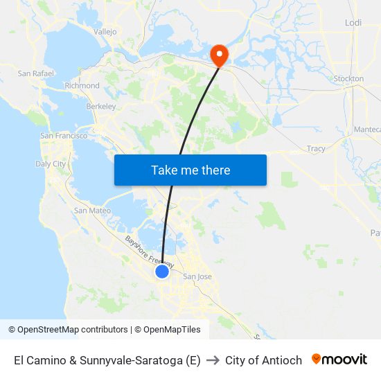 El Camino & Sunnyvale-Saratoga (E) to City of Antioch map