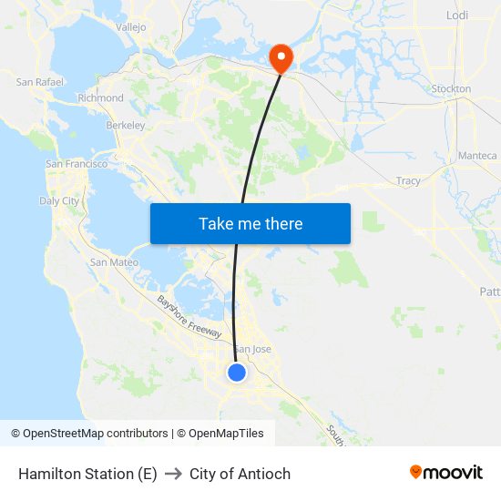 Hamilton Station (E) to City of Antioch map