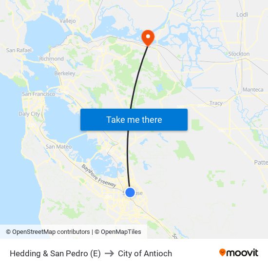 Hedding & San Pedro (E) to City of Antioch map