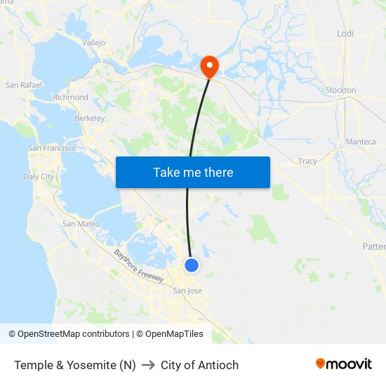 Temple & Yosemite (N) to City of Antioch map