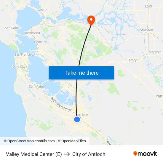 Valley Medical Center (E) to City of Antioch map