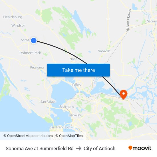 Sonoma Ave at Summerfield Rd to City of Antioch map