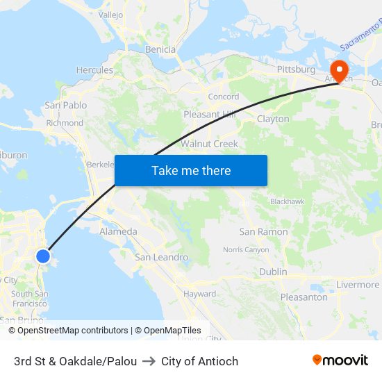 3rd St & Oakdale/Palou to City of Antioch map