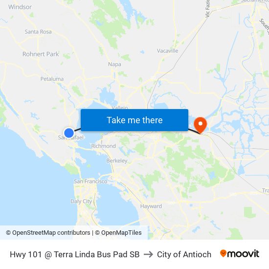 Hwy 101 @ Terra Linda Bus Pad SB to City of Antioch map