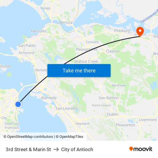 3rd Street & Marin St to City of Antioch map