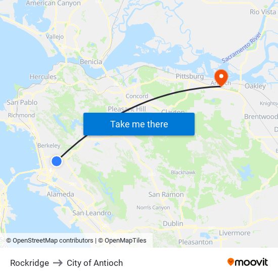 Rockridge to City of Antioch map