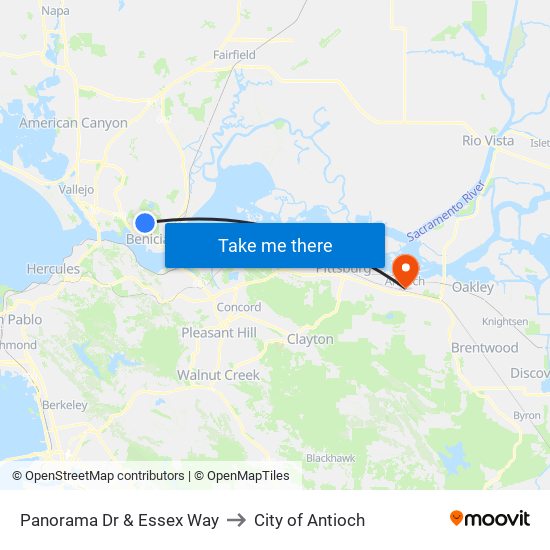 Panorama Dr & Essex Way to City of Antioch map