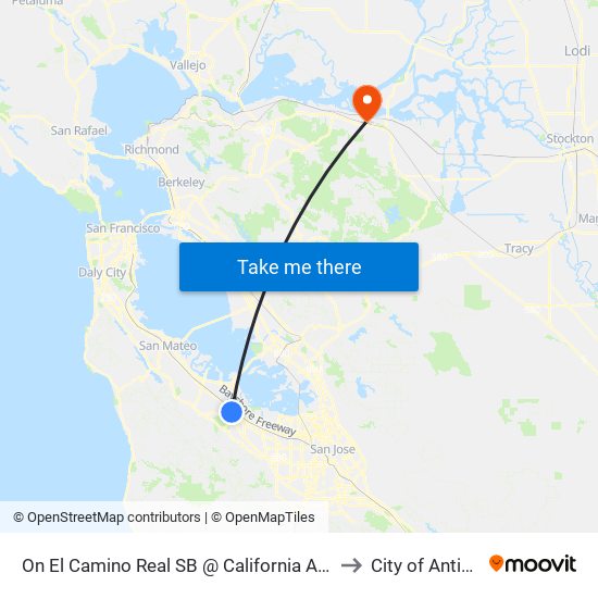 On El Camino Real SB @ California Avenue to City of Antioch map