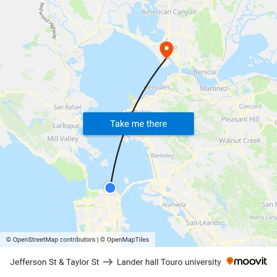 Jefferson St & Taylor St to Lander hall Touro university map