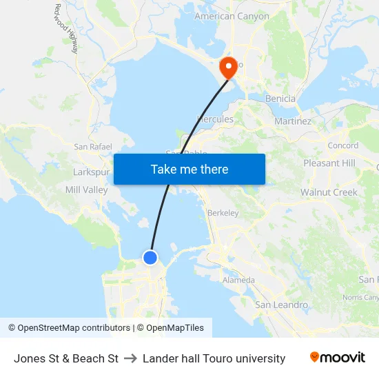 Jones St & Beach St to Lander hall Touro university map
