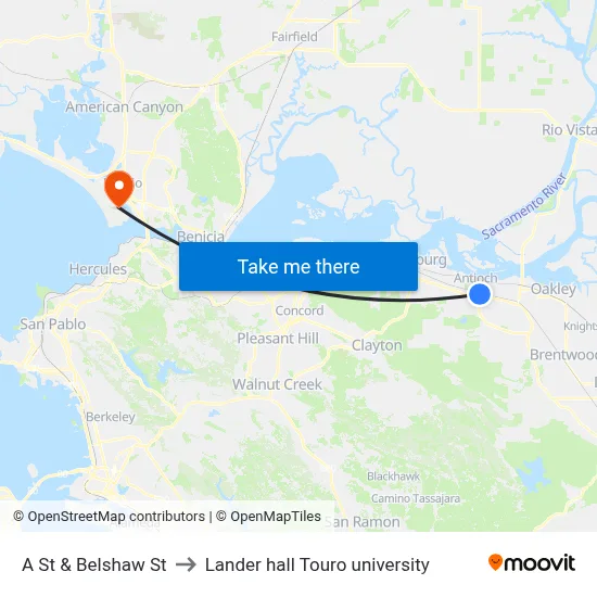 A St & Belshaw St to Lander hall Touro university map