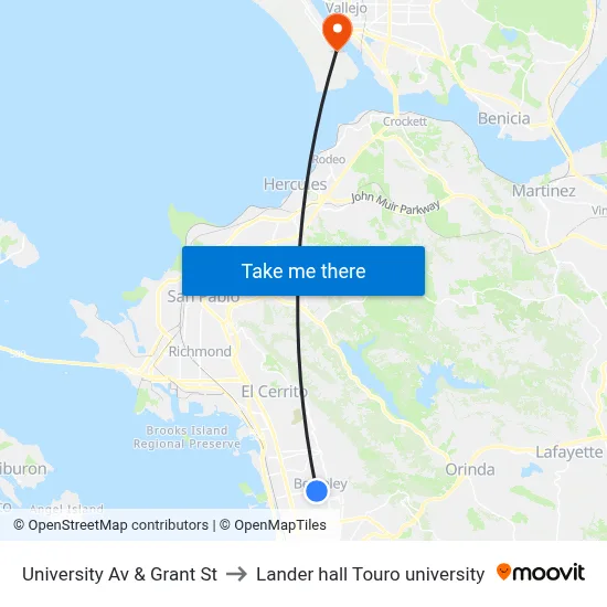 University Av & Grant St to Lander hall Touro university map