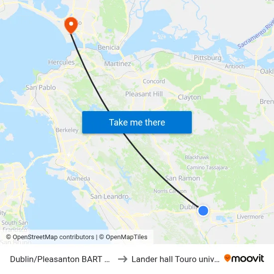 Dublin/Pleasanton BART Station to Lander hall Touro university map
