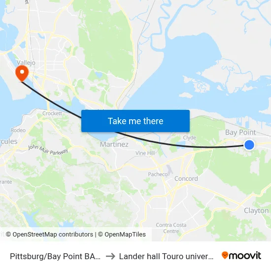 Pittsburg/Bay Point BART to Lander hall Touro university map
