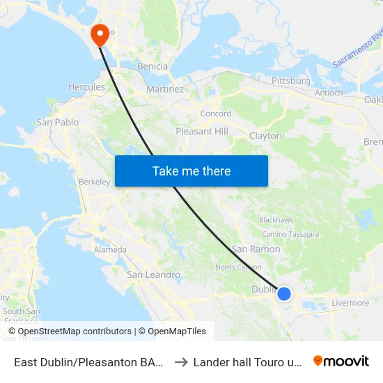 East Dublin/Pleasanton BART Station to Lander hall Touro university map