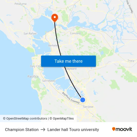 Champion Station to Lander hall Touro university map