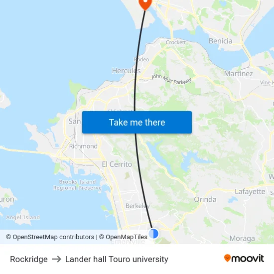 Rockridge to Lander hall Touro university map