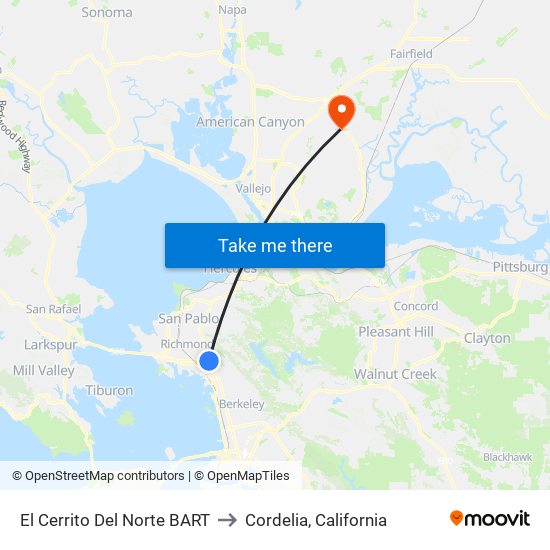 El Cerrito Del Norte BART to Cordelia, California map