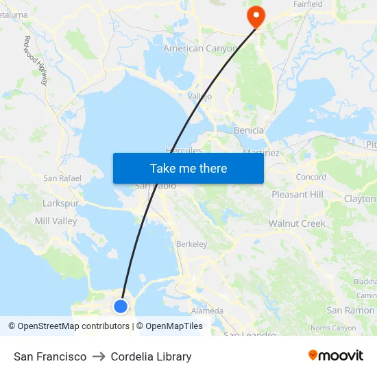 San Francisco to Cordelia Library map