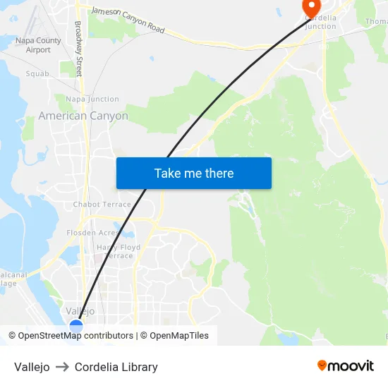Vallejo to Cordelia Library map