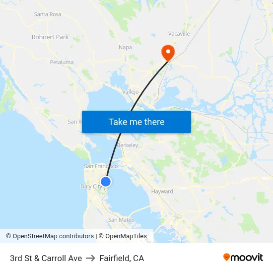 3rd St & Carroll Ave to Fairfield, CA map