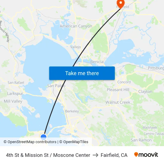 4th St & Mission St / Moscone Center to Fairfield, CA map