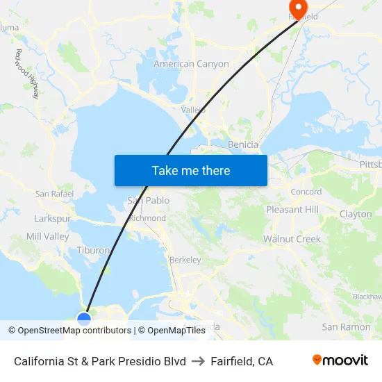 California St & Park Presidio Blvd to Fairfield, CA map