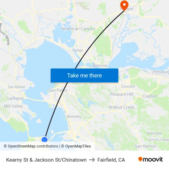 Kearny St & Jackson St/Chinatown to Fairfield, CA map