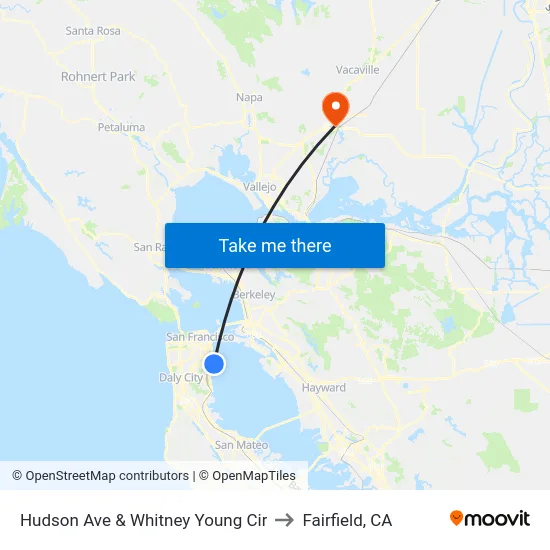 Hudson Ave & Whitney Young Cir to Fairfield, CA map
