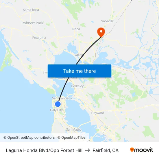 Laguna Honda Blvd/Opp Forest Hill to Fairfield, CA map