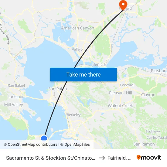 Sacramento St & Stockton St/Chinatown to Fairfield, CA map