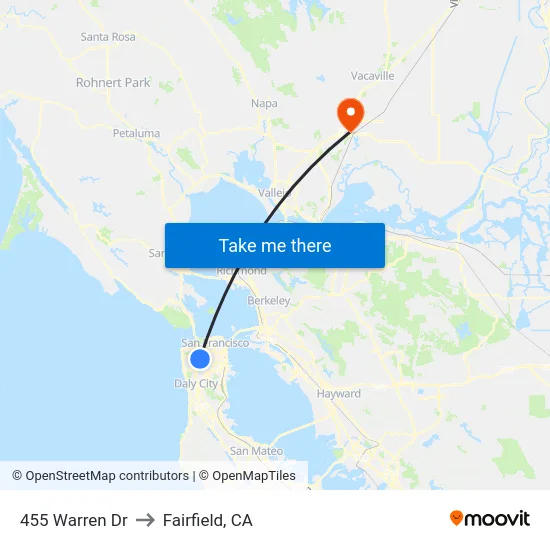 455 Warren Dr to Fairfield, CA map