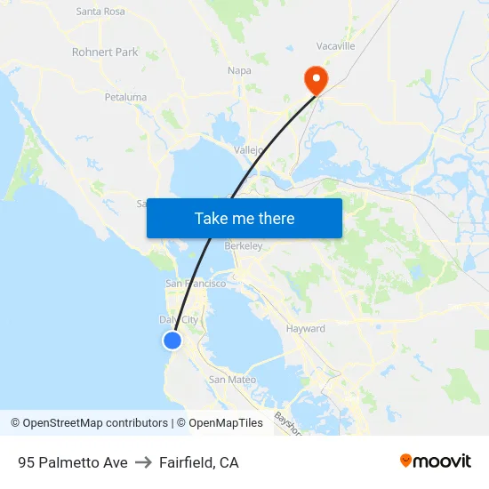 95 Palmetto Ave to Fairfield, CA map