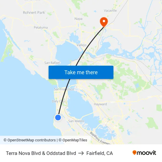 Terra Nova Blvd & Oddstad Blvd to Fairfield, CA map