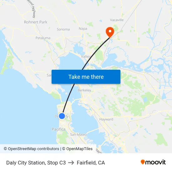 Daly City Station, Stop C3 to Fairfield, CA map