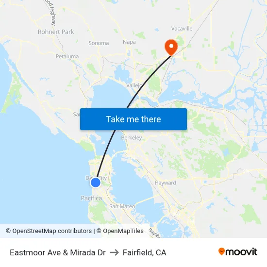 Eastmoor Ave & Mirada Dr to Fairfield, CA map