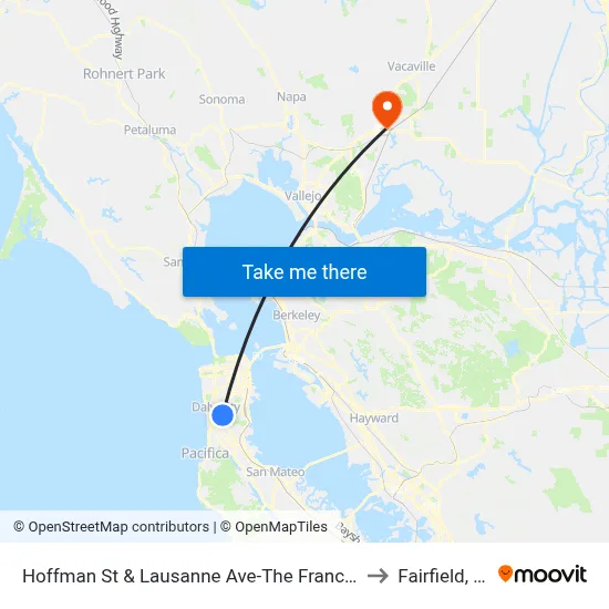 Hoffman St & Lausanne Ave-The Franciscan to Fairfield, CA map