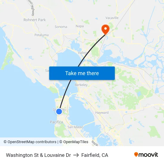 Washington St & Louvaine Dr to Fairfield, CA map