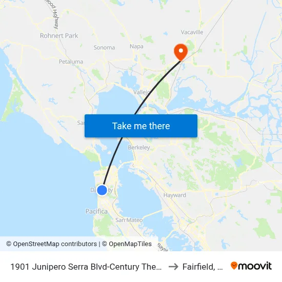 1901 Junipero Serra Blvd-Century Theater to Fairfield, CA map