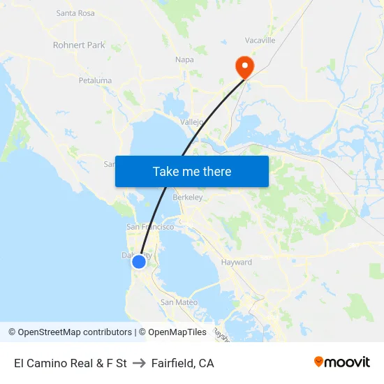 El Camino Real & F St to Fairfield, CA map