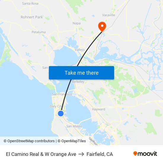 El Camino Real & W Orange Ave to Fairfield, CA map