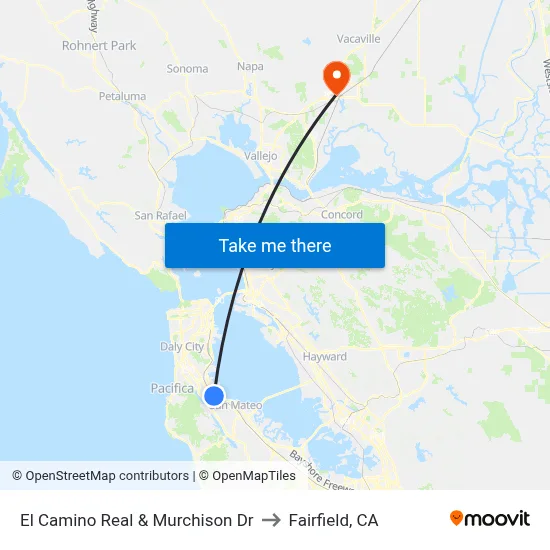 El Camino Real & Murchison Dr to Fairfield, CA map