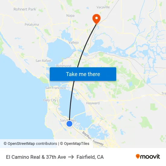 El Camino Real & 37th Ave to Fairfield, CA map